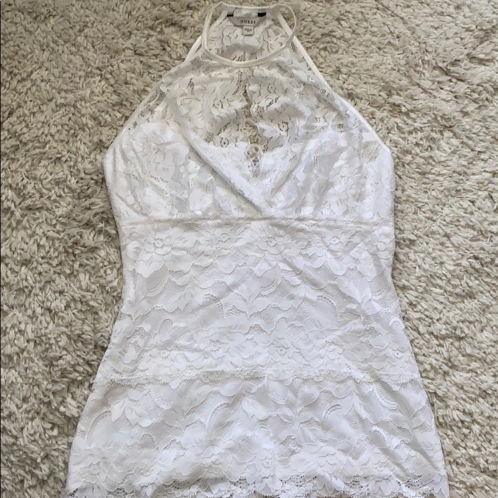 White lace Guess top.
